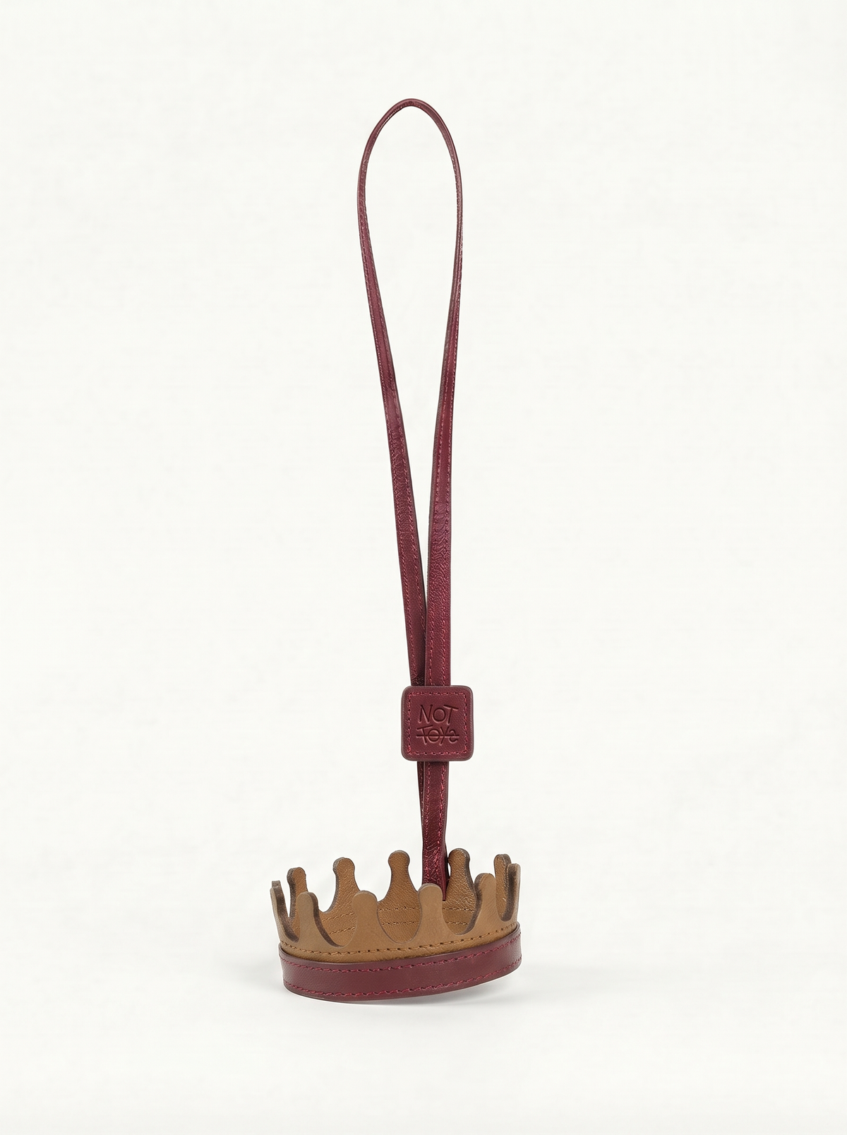 Crown Charm - CamelXBurgundy - full view