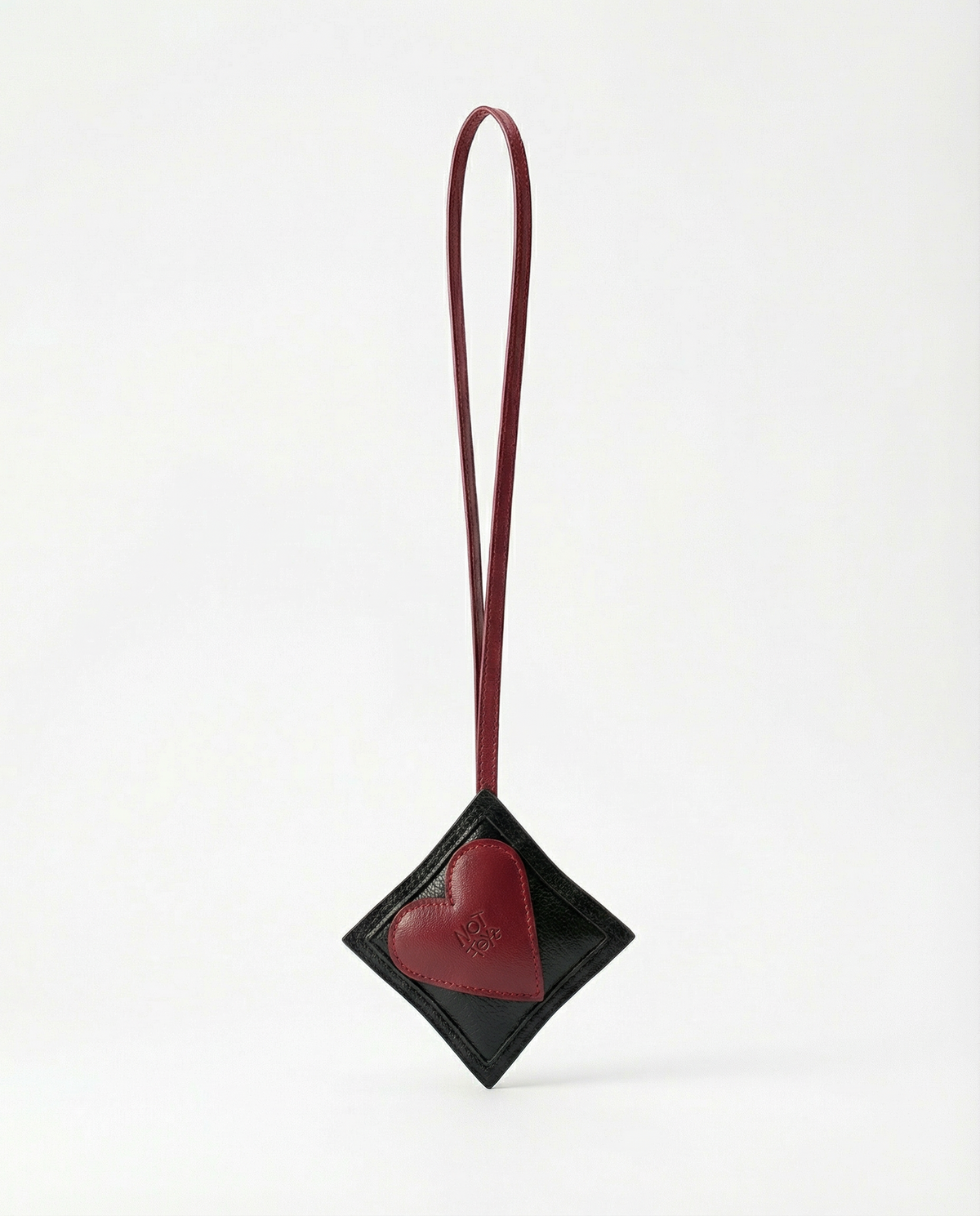 Heart Box Charm - BlackxBurgundy - full view