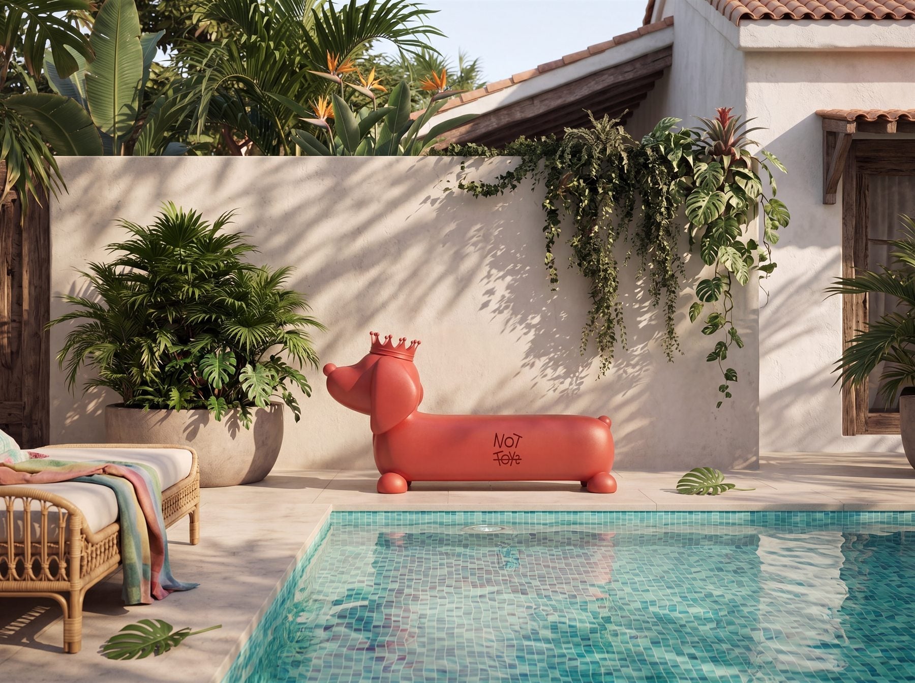 Saus bench by NOTTOYS X Studio Five, poolside view